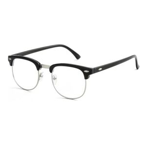 Blue Light Blocking Semi Rimless Non-Prescription Eyeglasses Black